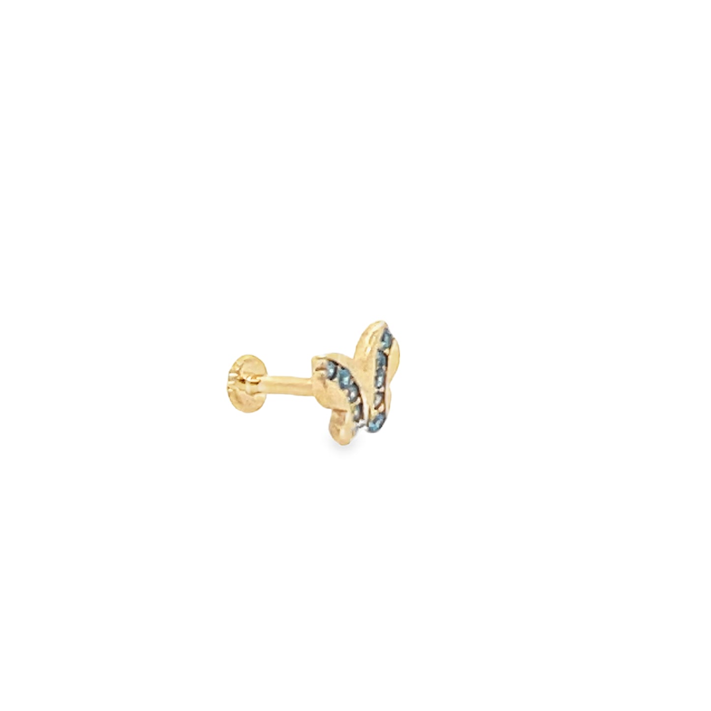 14K Gold Butterfly Blue Piercing