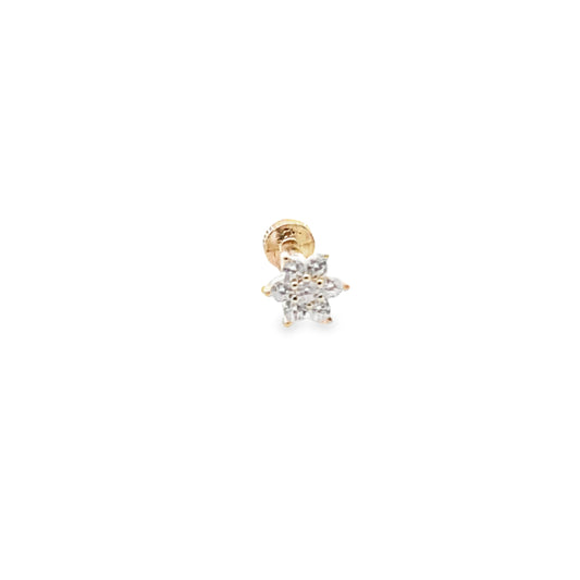 14K Gold Pave Daisy Flower Piercing