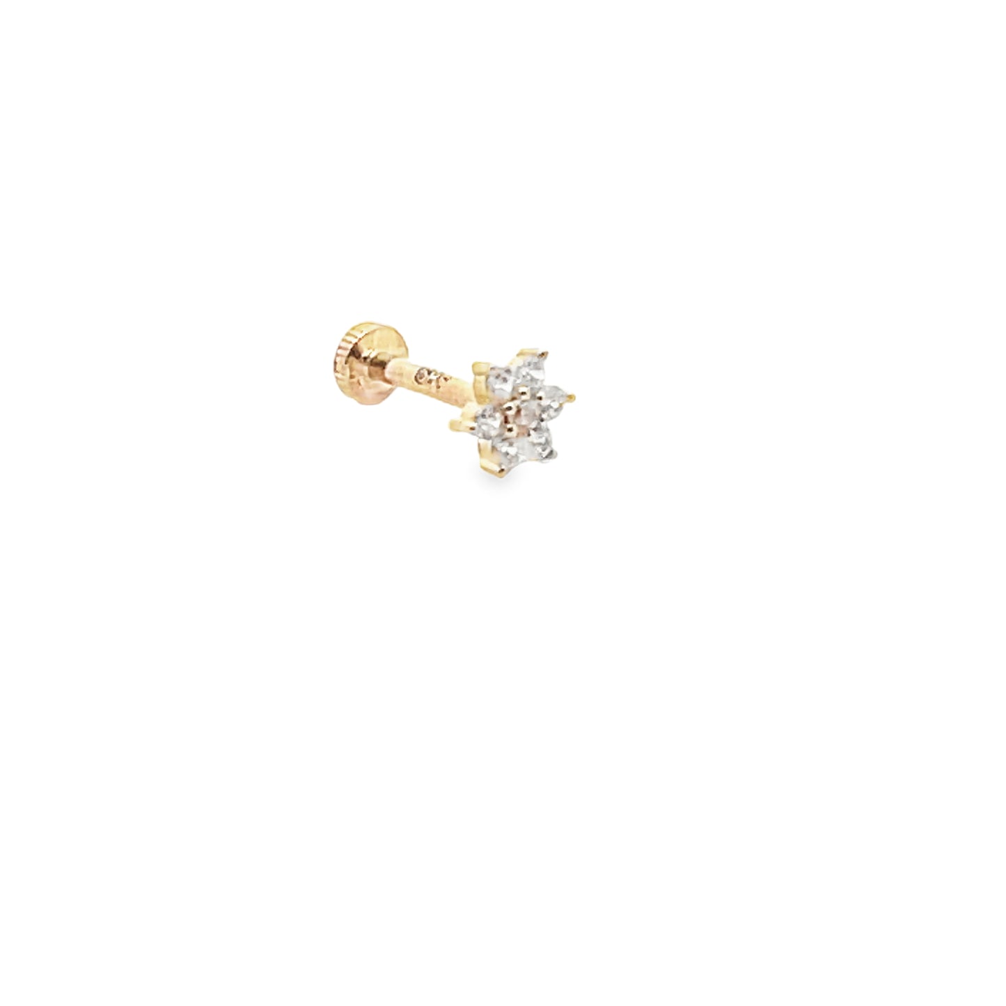 14K Gold Pave Daisy Flower Piercing