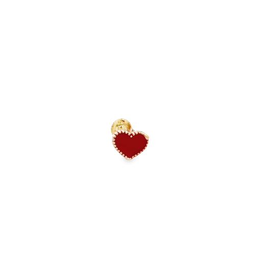 14K Gold Shape Heart Red Piercing