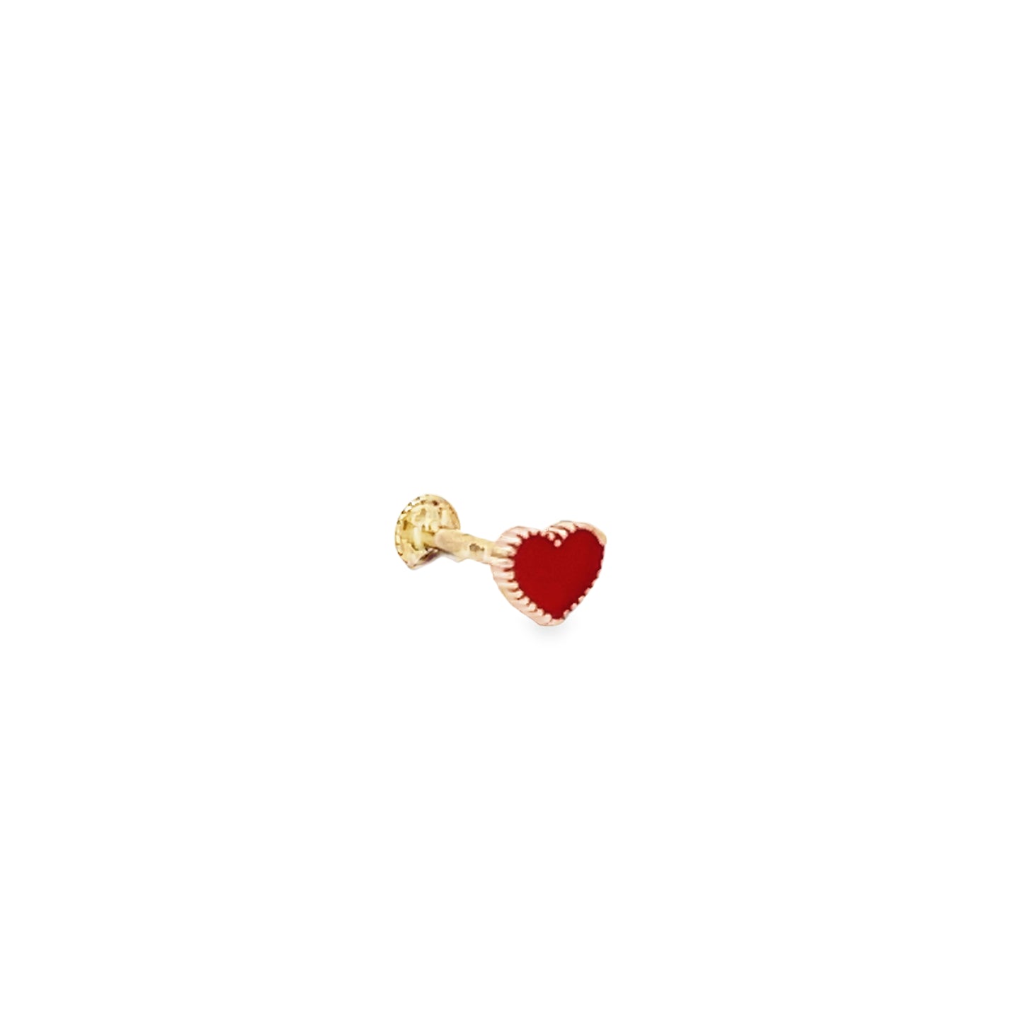 14K Gold Shape Heart Red Piercing