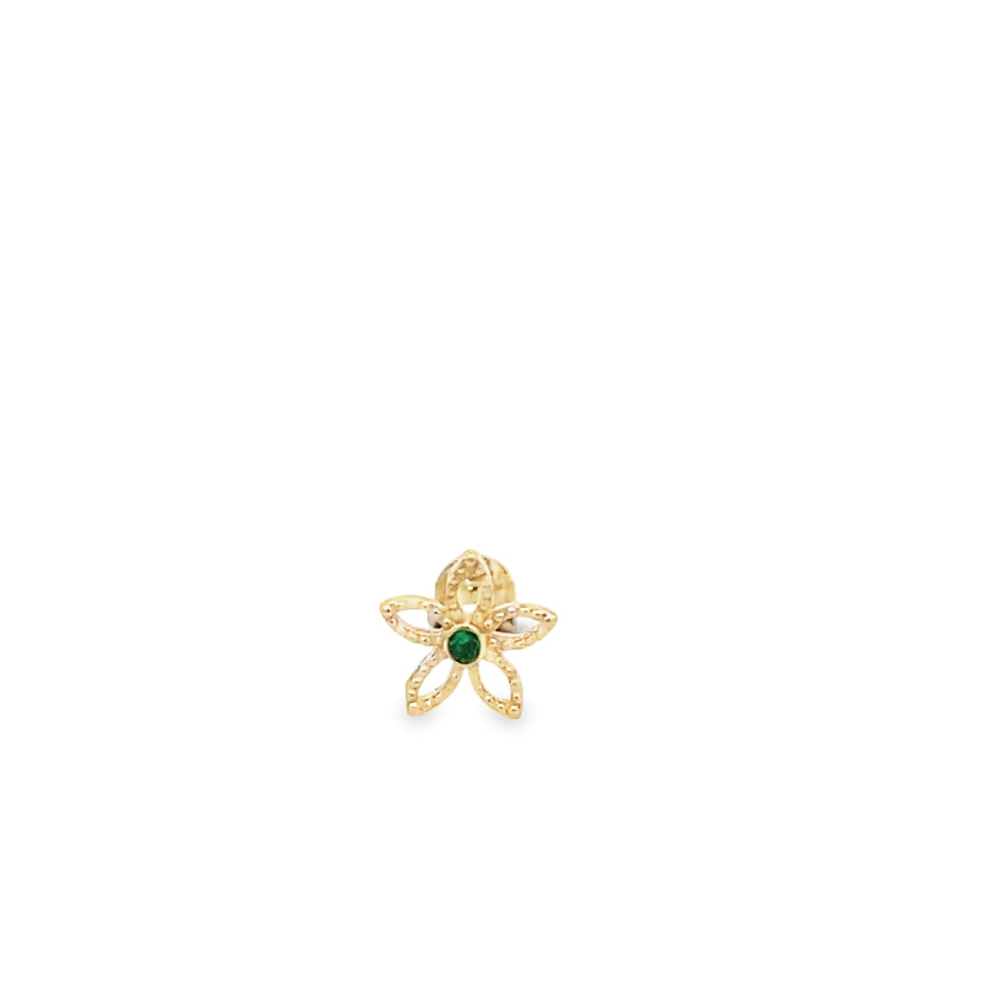 14K Gold Green Flower Piercing