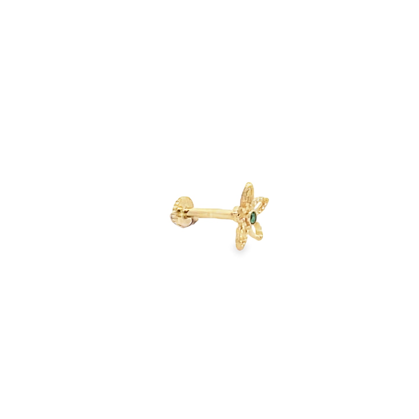 14K Gold Green Flower Piercing