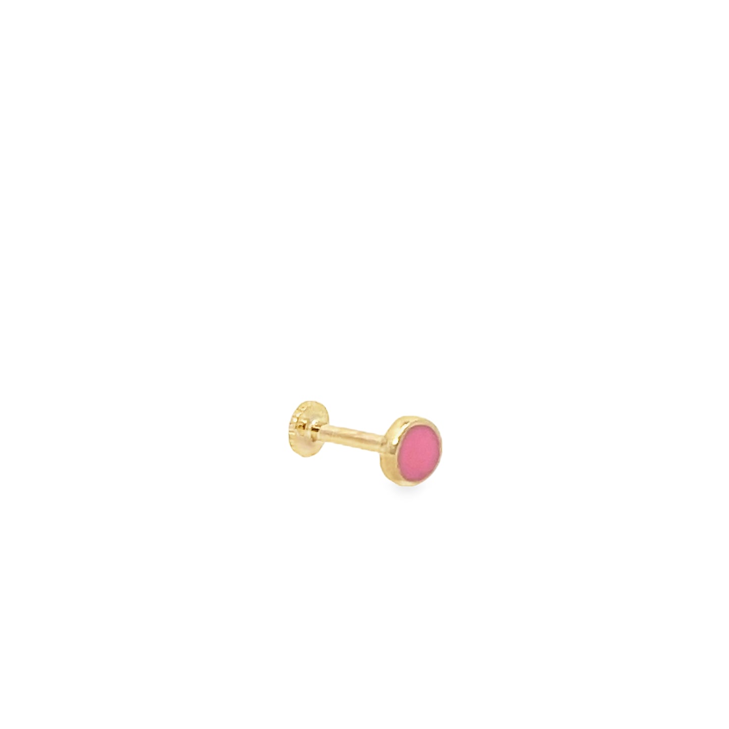 14K Gold Pink Enamel Ball Piercing