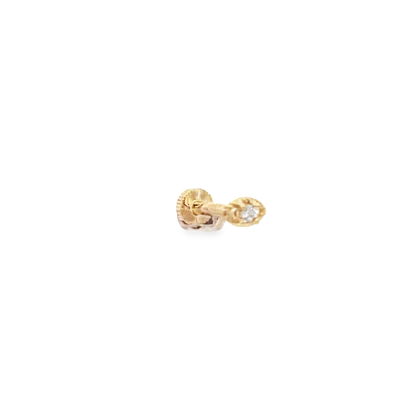 14K Gold Mini Eye CZ Piercing