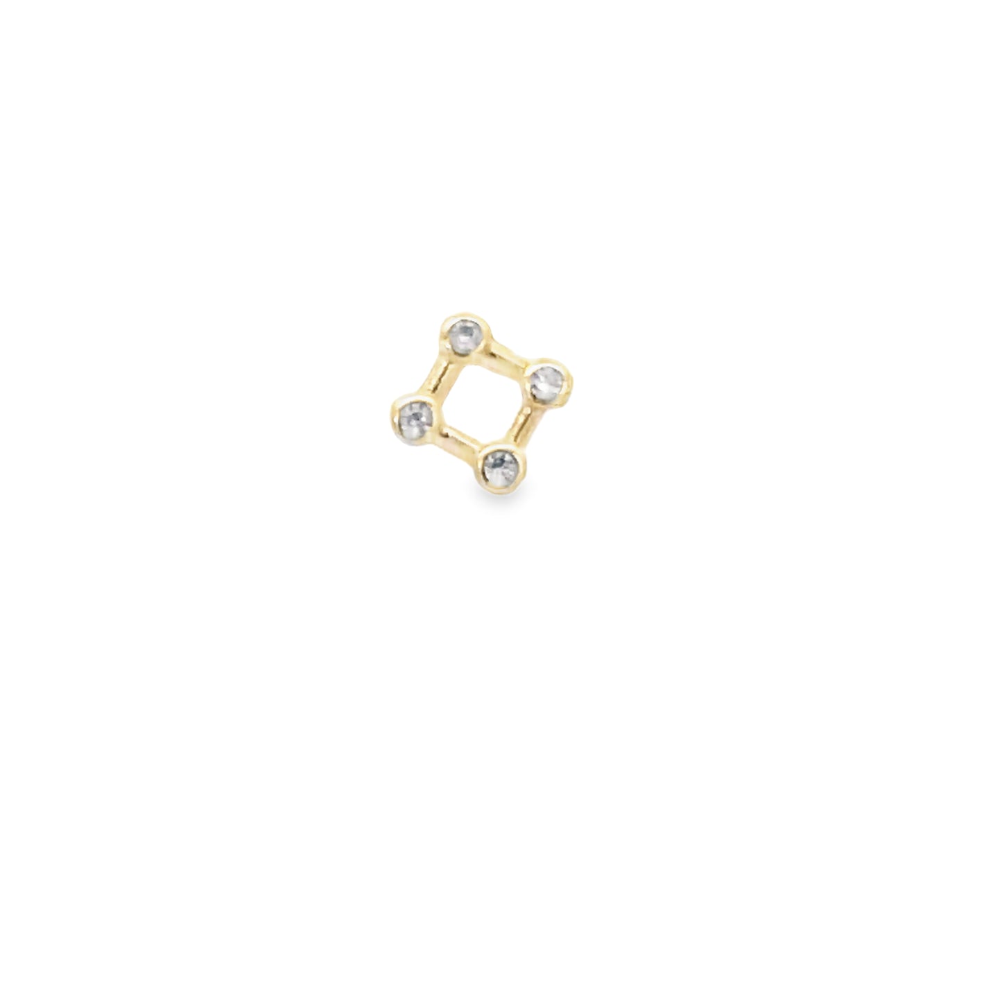 14K Gold Open Square Cz Piercing