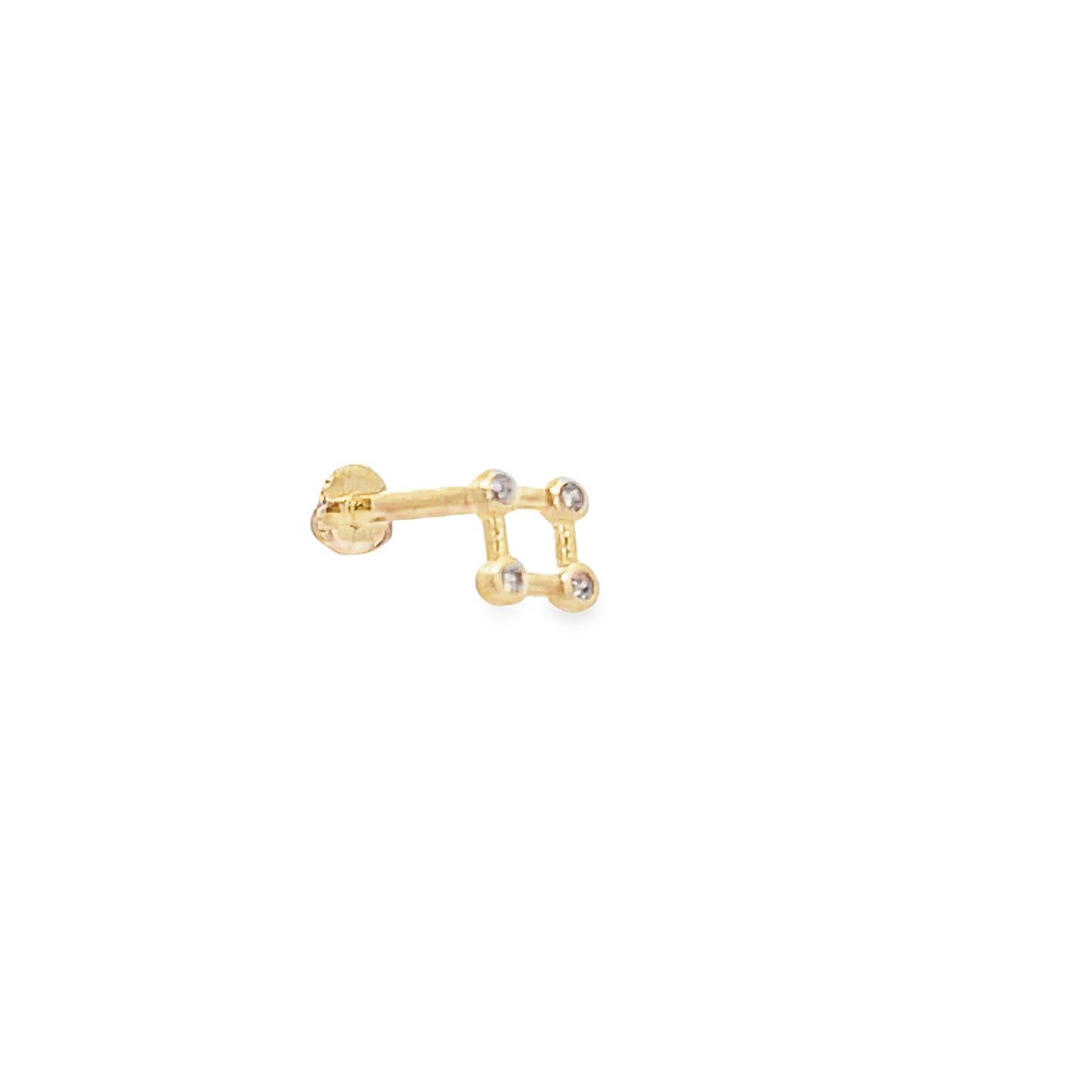 14K Gold Open Square Cz Piercing