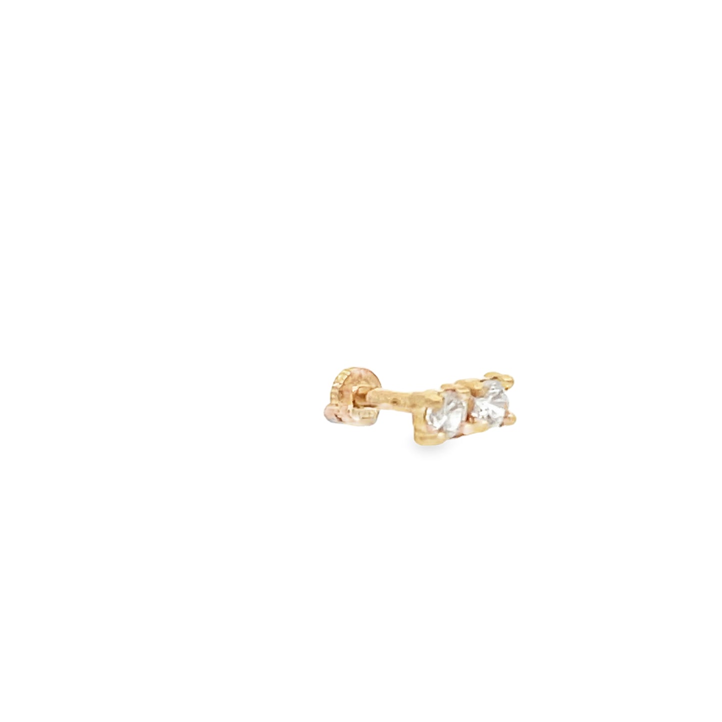 14K Gold Two Stones Cz Piercing