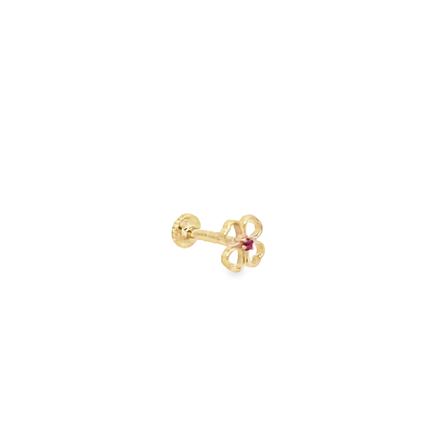 14K Gold Pink Flower Piercing