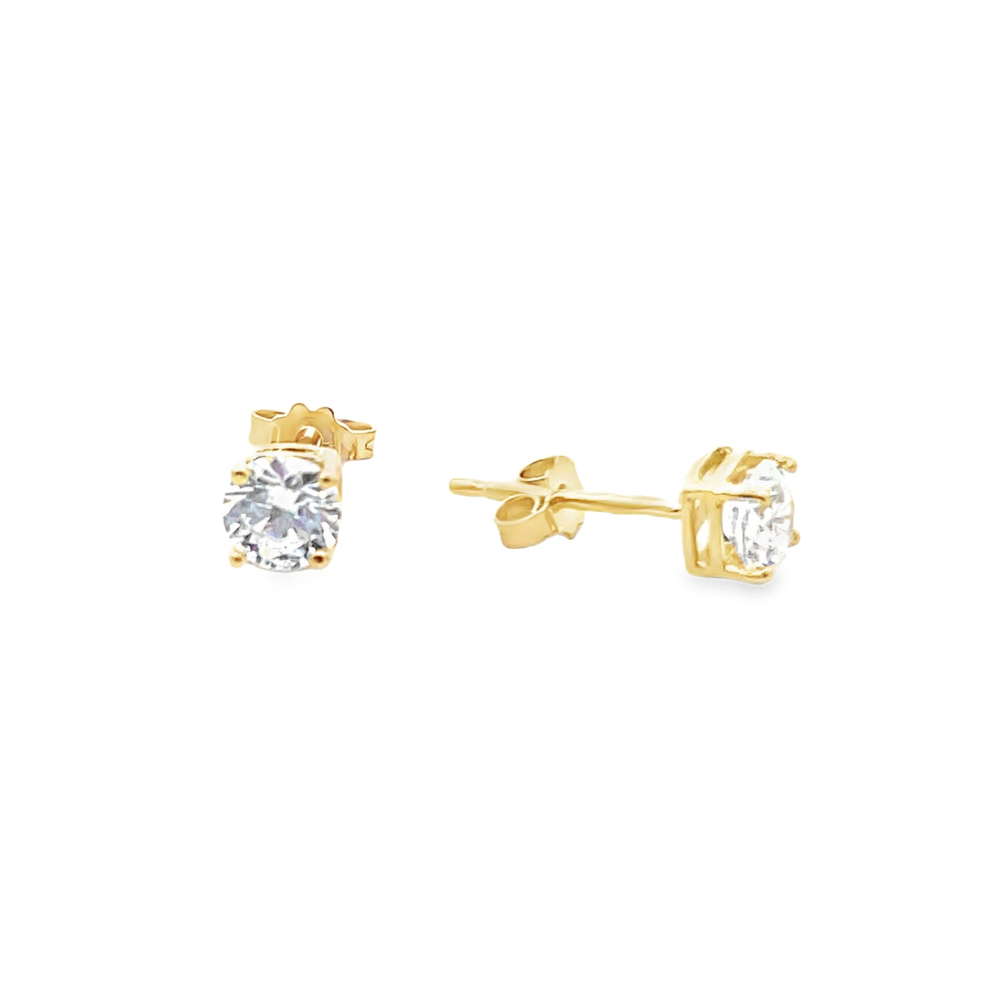 14K Gold Solitaire Stud CZ 5mm | Luby Gold Collection | Luby 
