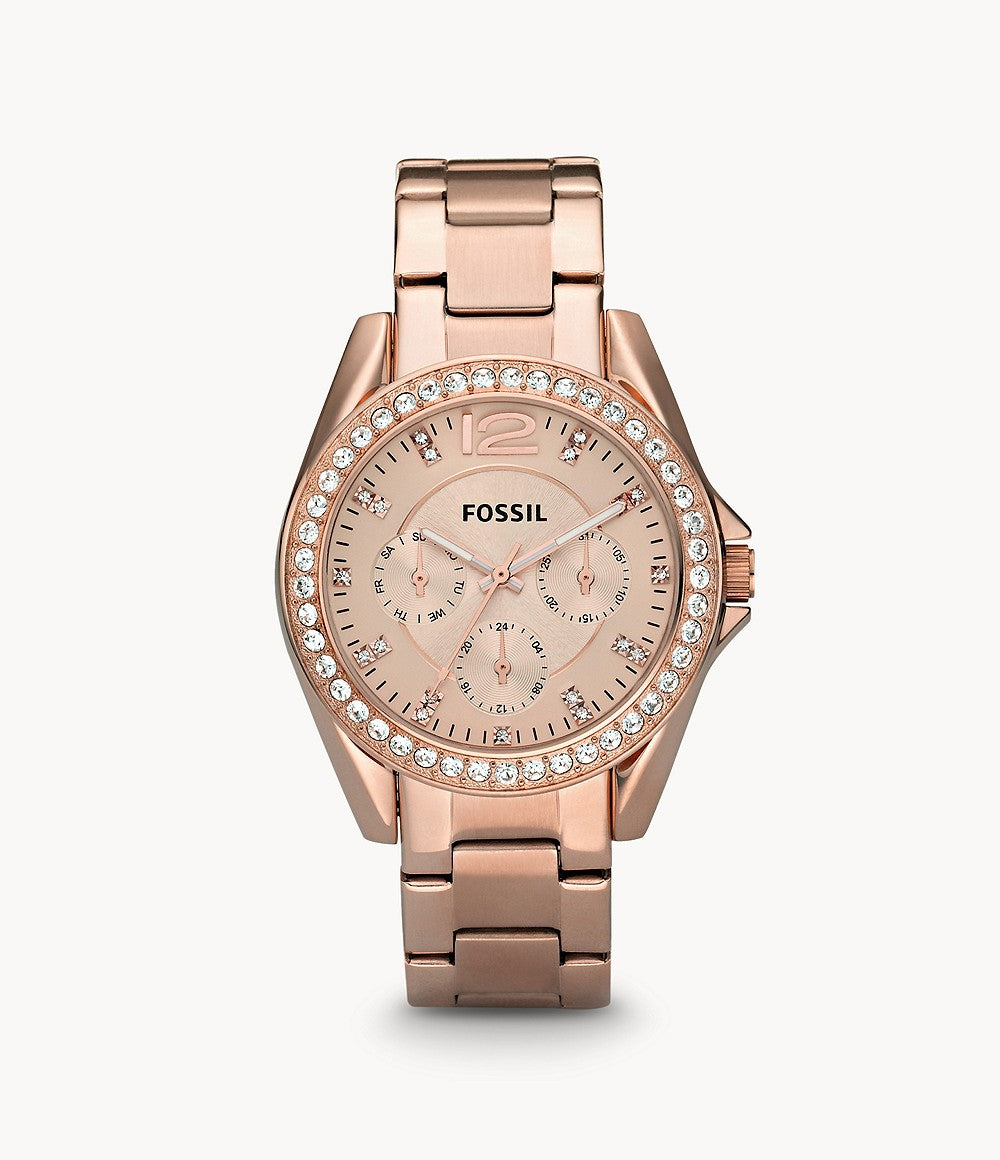 Riley Multifunction Rose-Tone Stainless Steel Watch | Fossil | Luby 