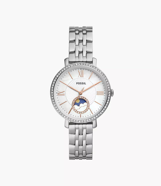Jacqueline Sun Moon Multifunction Stainless Steel Watch | Fossil | Luby 
