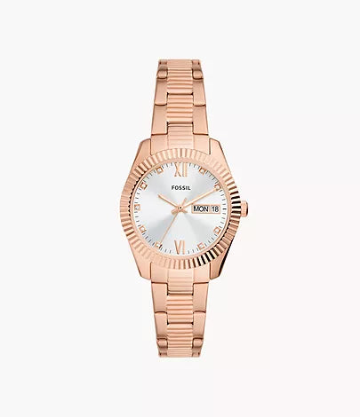 Scarlette Three-Hand Day-Date Rose Gold-Tone Stainless Steel Watch