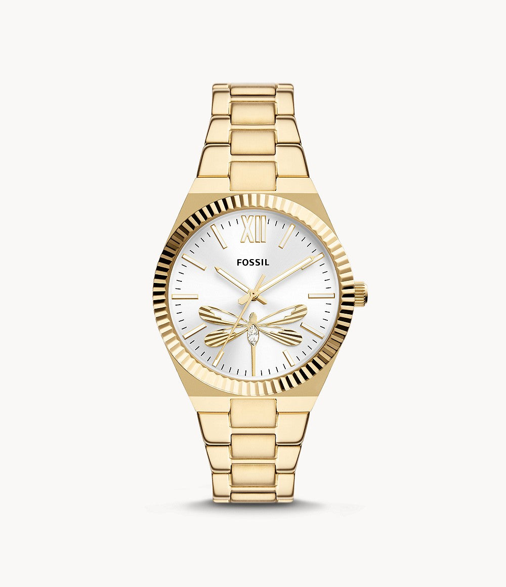 Scarlette Three-Hand Gold-Tone Stainless Steel Watch | Fossil | Luby 