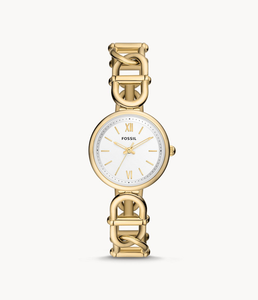 Carlie Three-Hand Gold-Tone Stainless Steel Watch | Fossil | Luby 