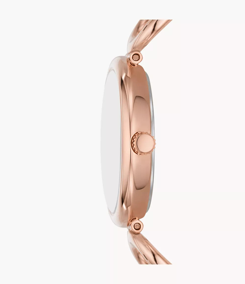 Carlie Three-Hand Rose Gold-Tone Stainless Steel Watch | Fossil | Luby 