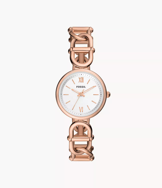 Carlie Three-Hand Rose Gold-Tone Stainless Steel Watch | Fossil | Luby 