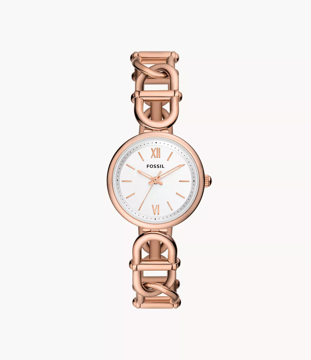 Carlie Three-Hand Rose Gold-Tone Stainless Steel Watch | Fossil | Luby 