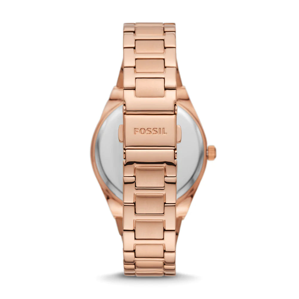 Scarlette Three-Hand Rose Gold-Tone Stainless Steel Watch | Fossil | Luby 