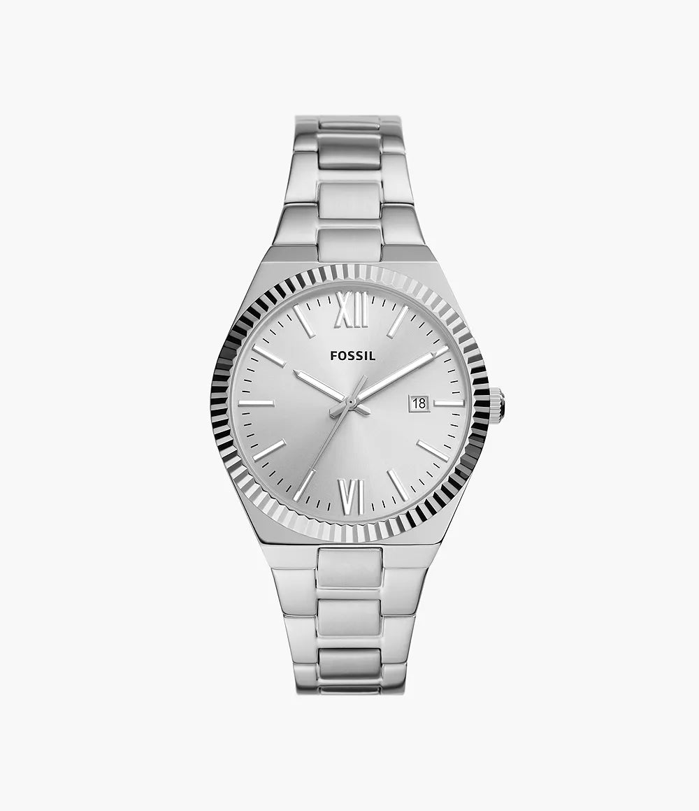 Scarlette Three-Hand Date Stainless Steel Watch | Fossil | Luby 