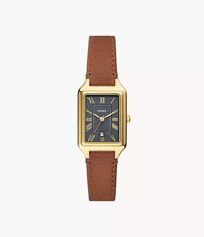 Raquel Three-Hand Date Medium Brown Leather Watch