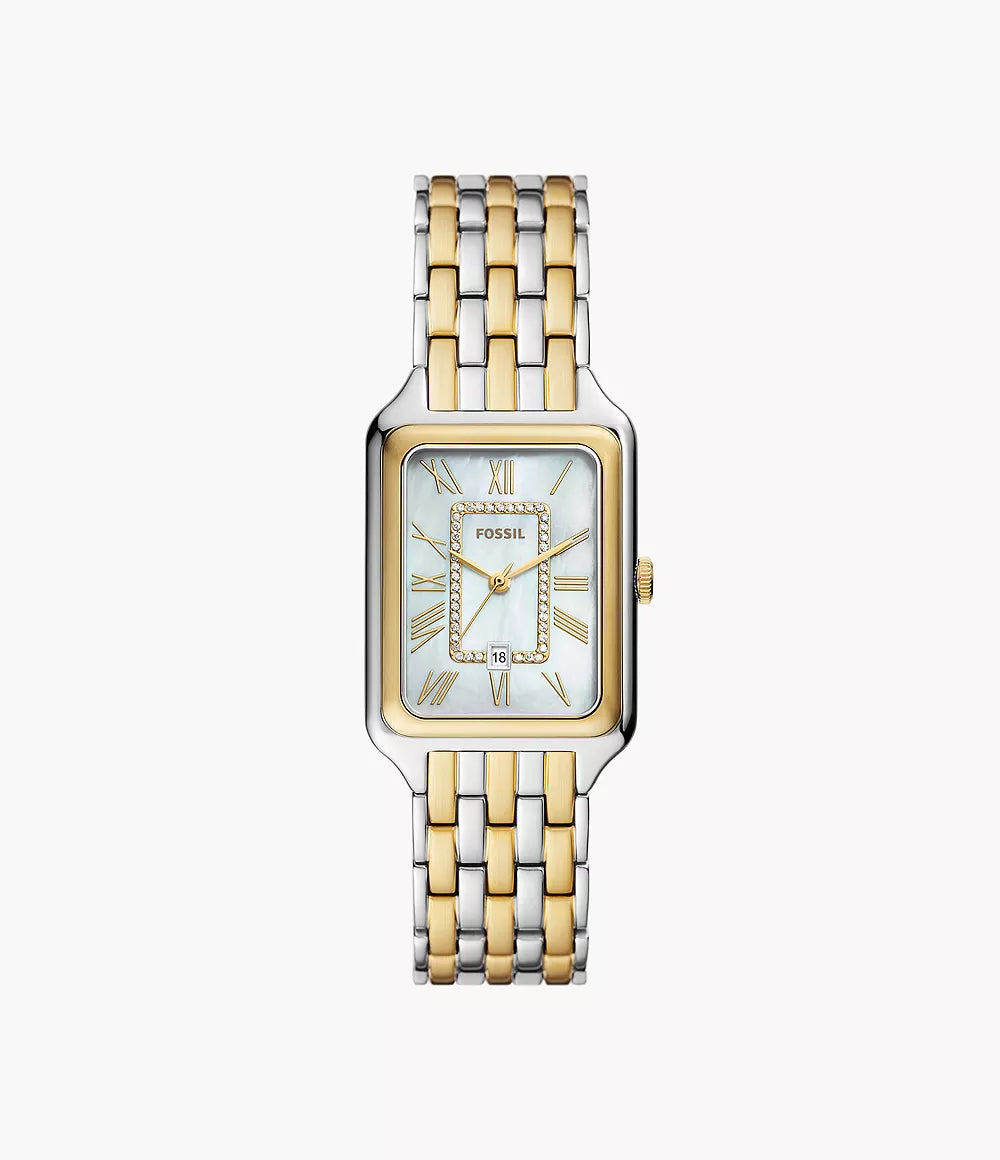 Raquel Three-Hand Date Two-Tone Stainless Steel Watch | Fossil | Luby 
