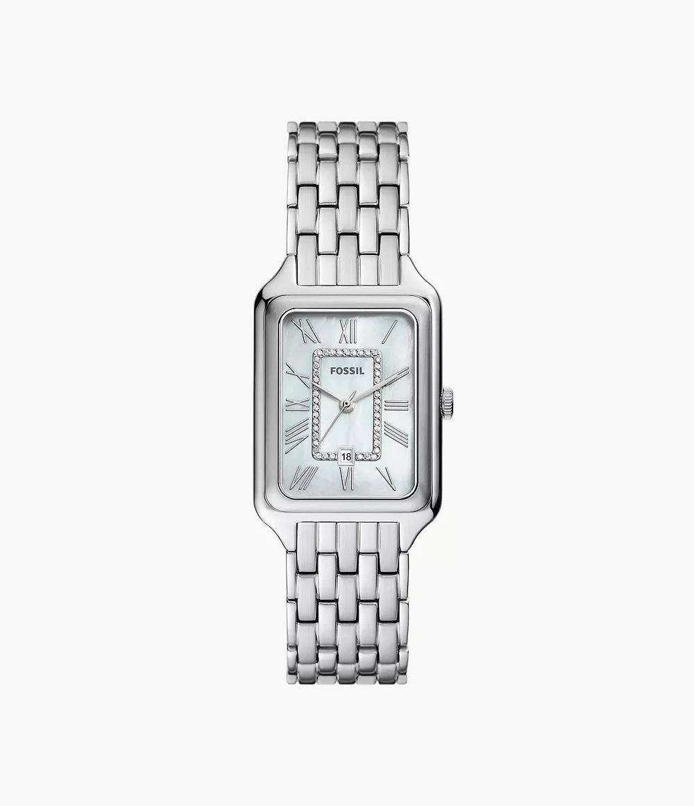 Raquel Three-Hand Date Stainless Steel Watch | Fossil | Luby 