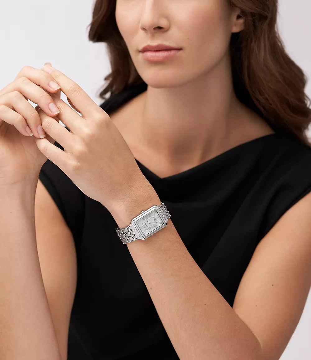 Raquel Three-Hand Date Stainless Steel Watch | Fossil | Luby 