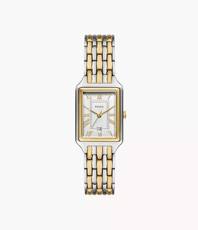 Raquel Three-Hand Date Two-Tone Stainless Steel Watch | Fossil | Luby 