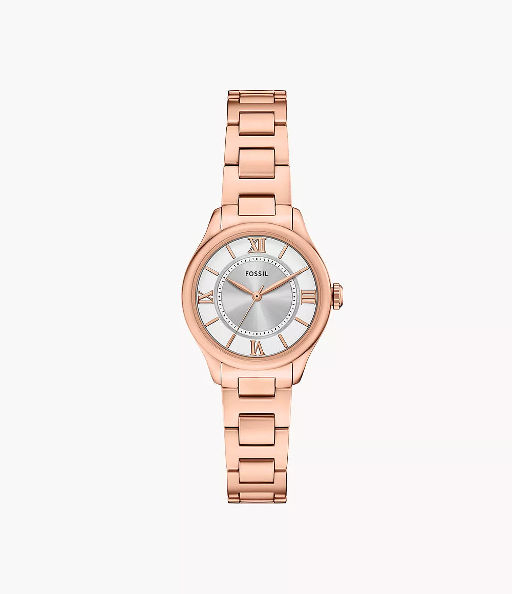 Gilmore Three-Hand Rose Gold-Tone Stainless Steel Watch | Fossil | Luby 