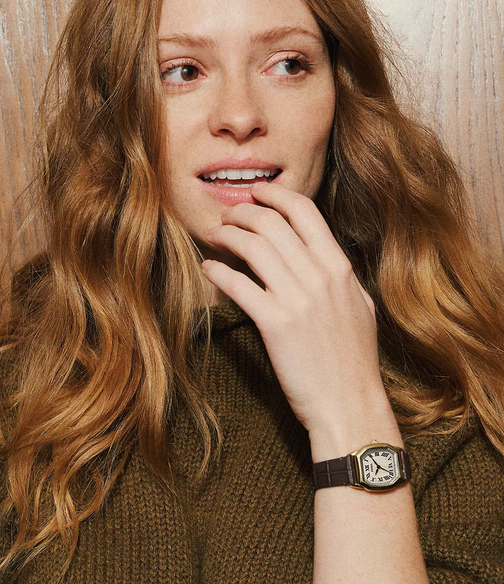 Harlow Three-Hand Brown Croco Leather Watch