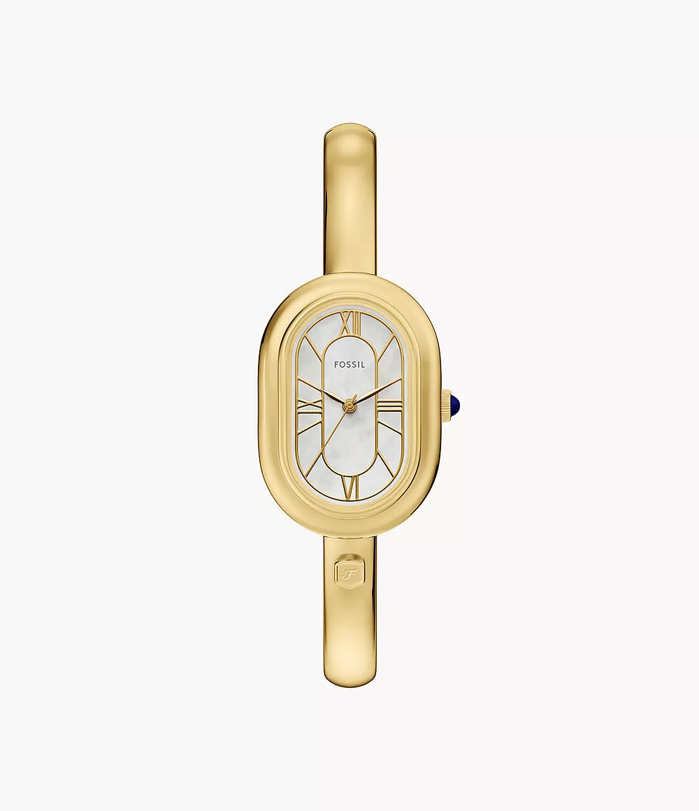 Sloan Three-Hand Gold-Tone Stainless Steel Watch Bangle | Fossil | Luby 