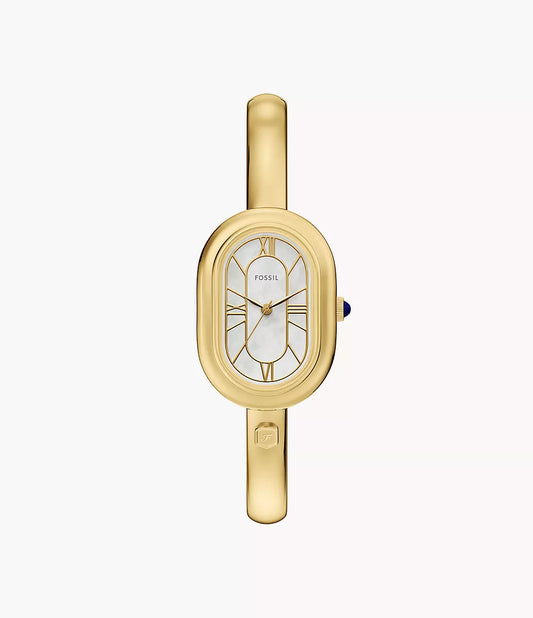 Sloan Three-Hand Gold-Tone Stainless Steel Watch Bangle | Fossil | Luby 