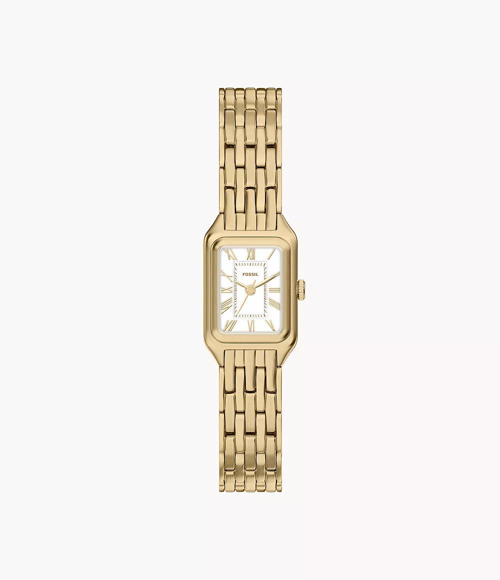Raquel Mini Three-Hand Gold-Tone Stainless Steel Watch | Fossil | Luby 