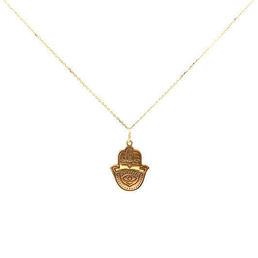 14k Gold Fatima's Hand Pendant with Chain