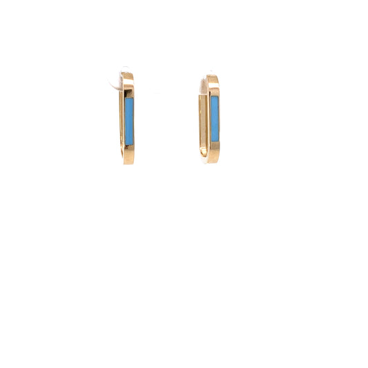 14K Gold Blue Enamel Hoops | Luby Gold Collection | Luby 