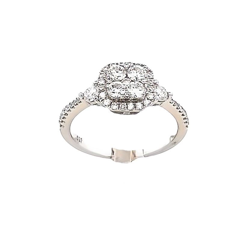 14K Diamond Multiple Round Cut Diamonds White Gold Engagement Ring | Luby Diamond Collection | Luby 