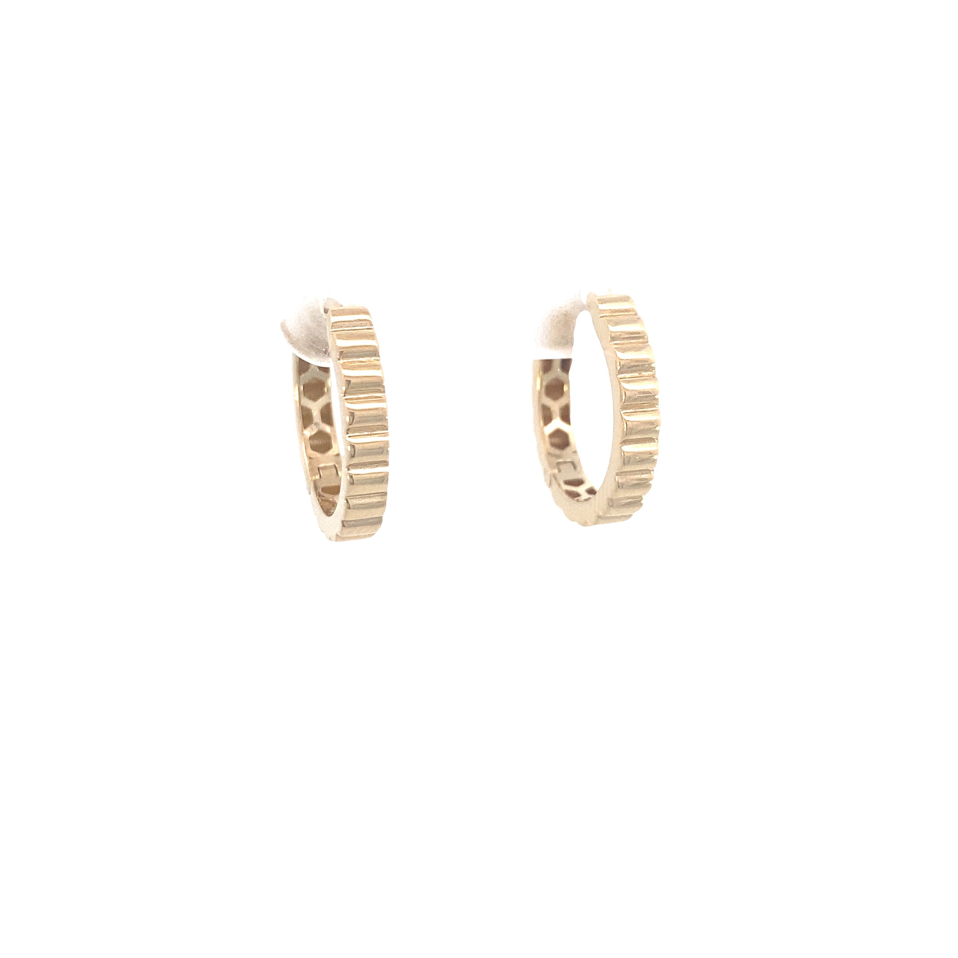 14K Gold Mill Wheel Hoops Earrings | Luby Gold Collection | Luby 