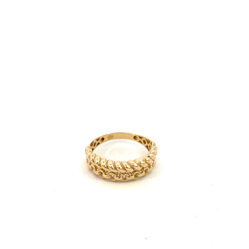 14K Gold Chain Link and Twist Ring | Luby Gold Collection | Luby 