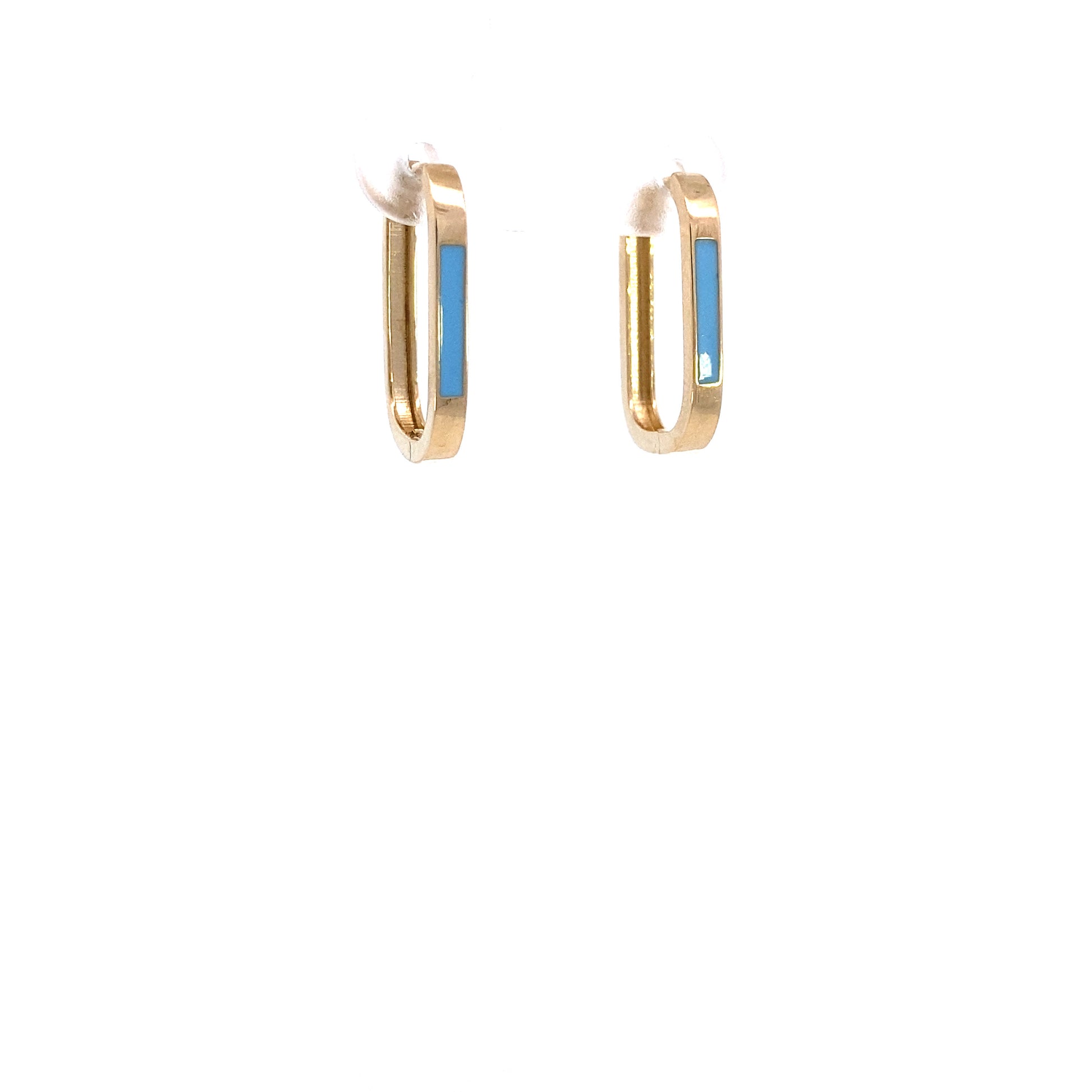 14K Gold Blue Enamel Hoops | Luby Gold Collection | Luby 