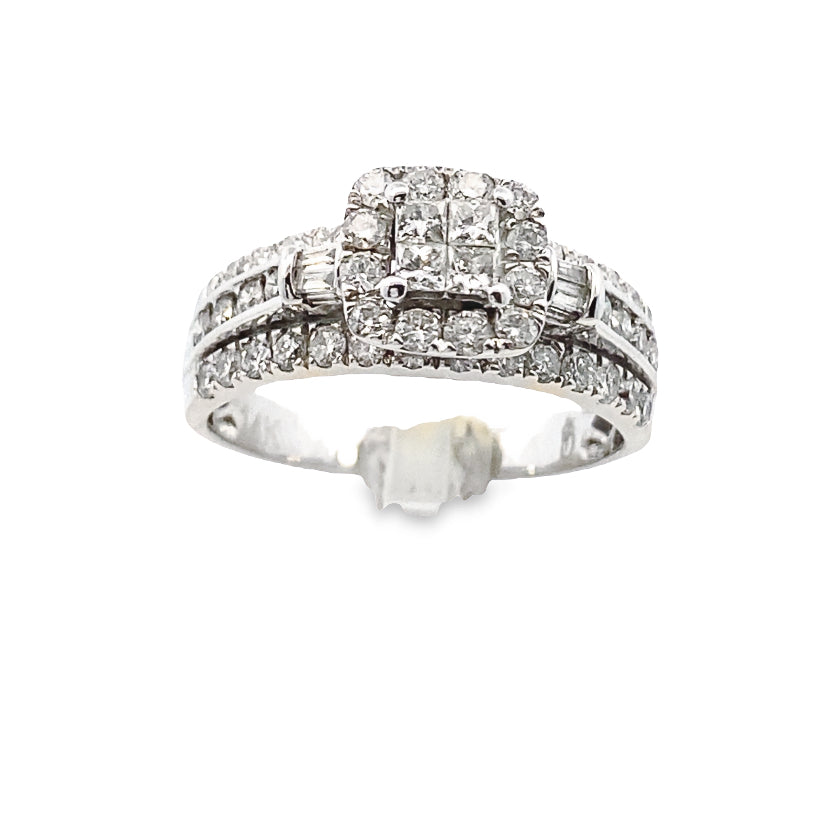 14k Diamond Square-Shaped White Gold Wide Band Engagement Ring | Luby Diamond Collection | Luby 