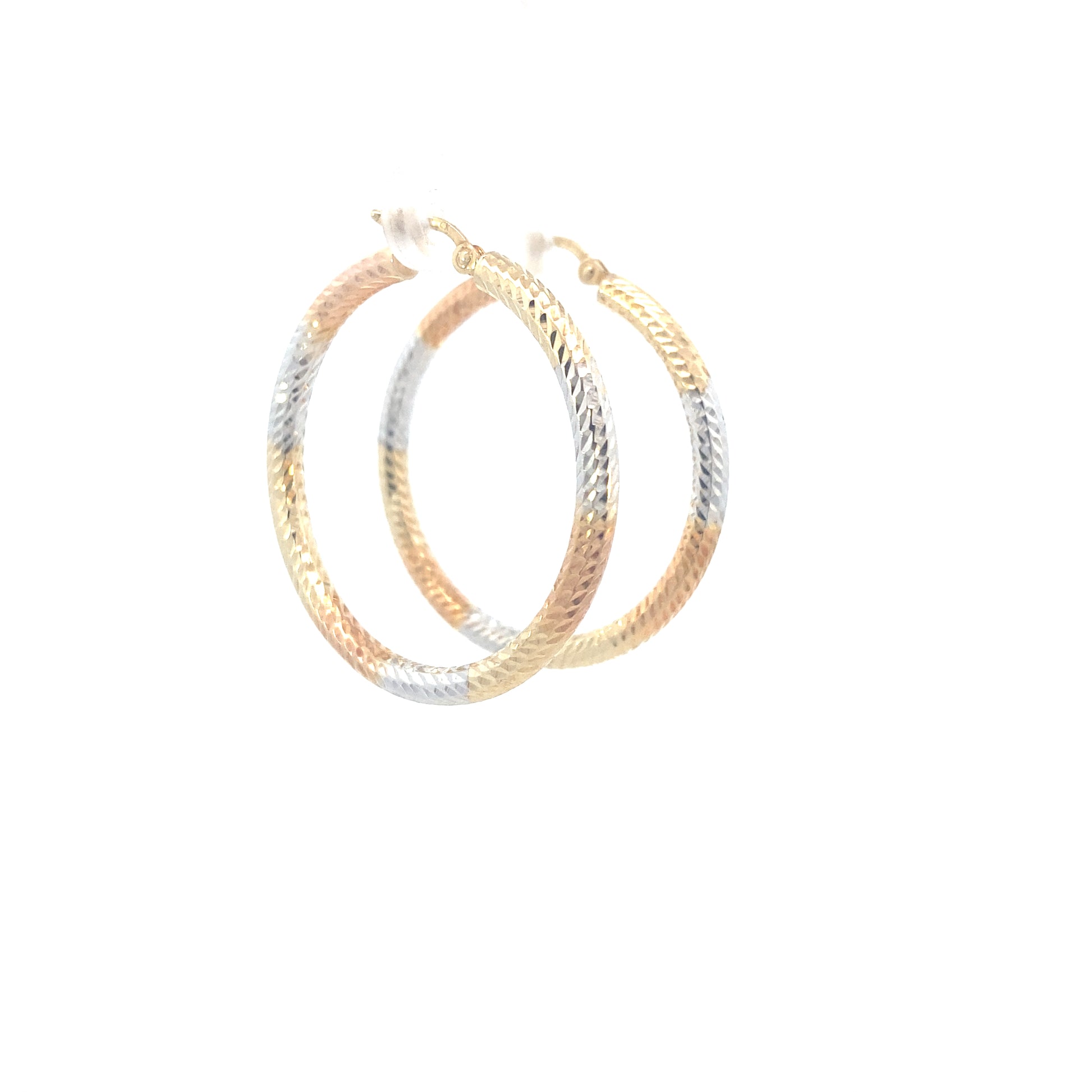 14K Medium Tri-Color Gold Hoops | Luby Gold Collection | Luby 