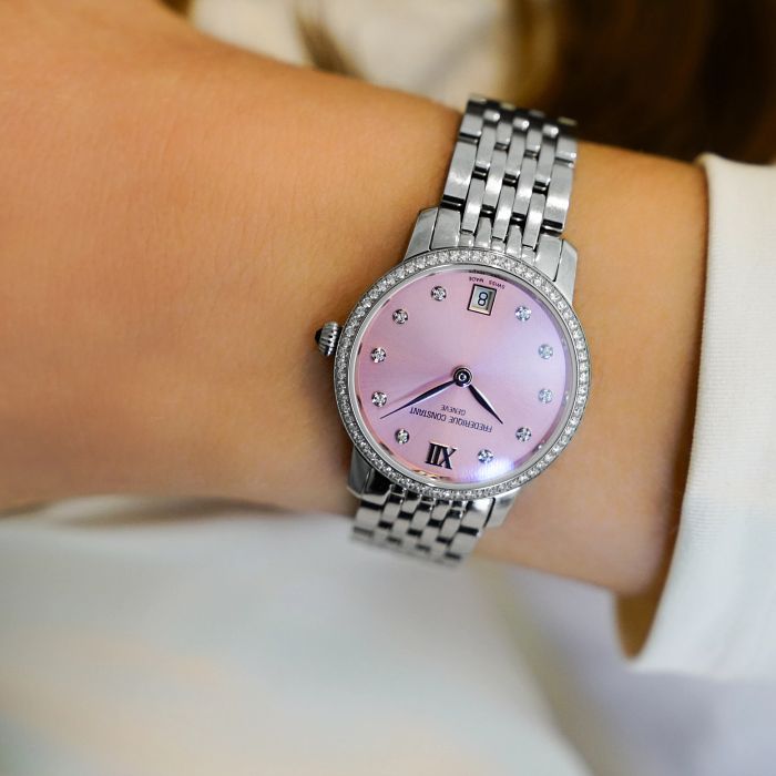FREDERIQUE CONSTANT CLASSICS SLIMLINE LADIES PINK DIAL | Frederique Constant | Luby 