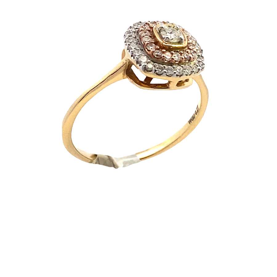 14k Diamond Square-Shaped Halo Two-Tone Gold Engagement Ring