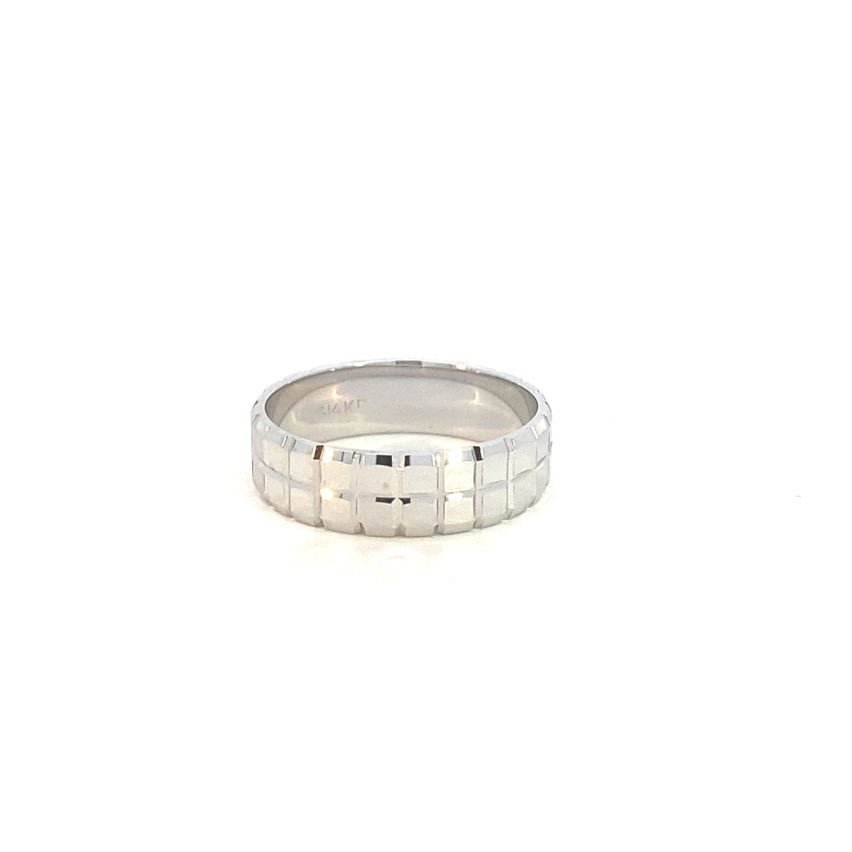 14K White Gold Cut Diamond Square Wedding Band | Luby Gold Collection | Luby 