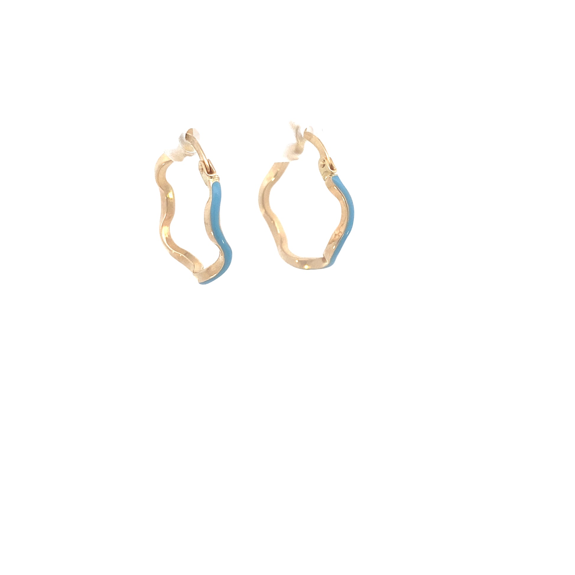 14K Gold Wave Hoops with Blue Enamel | Luby Gold Collection | Luby 