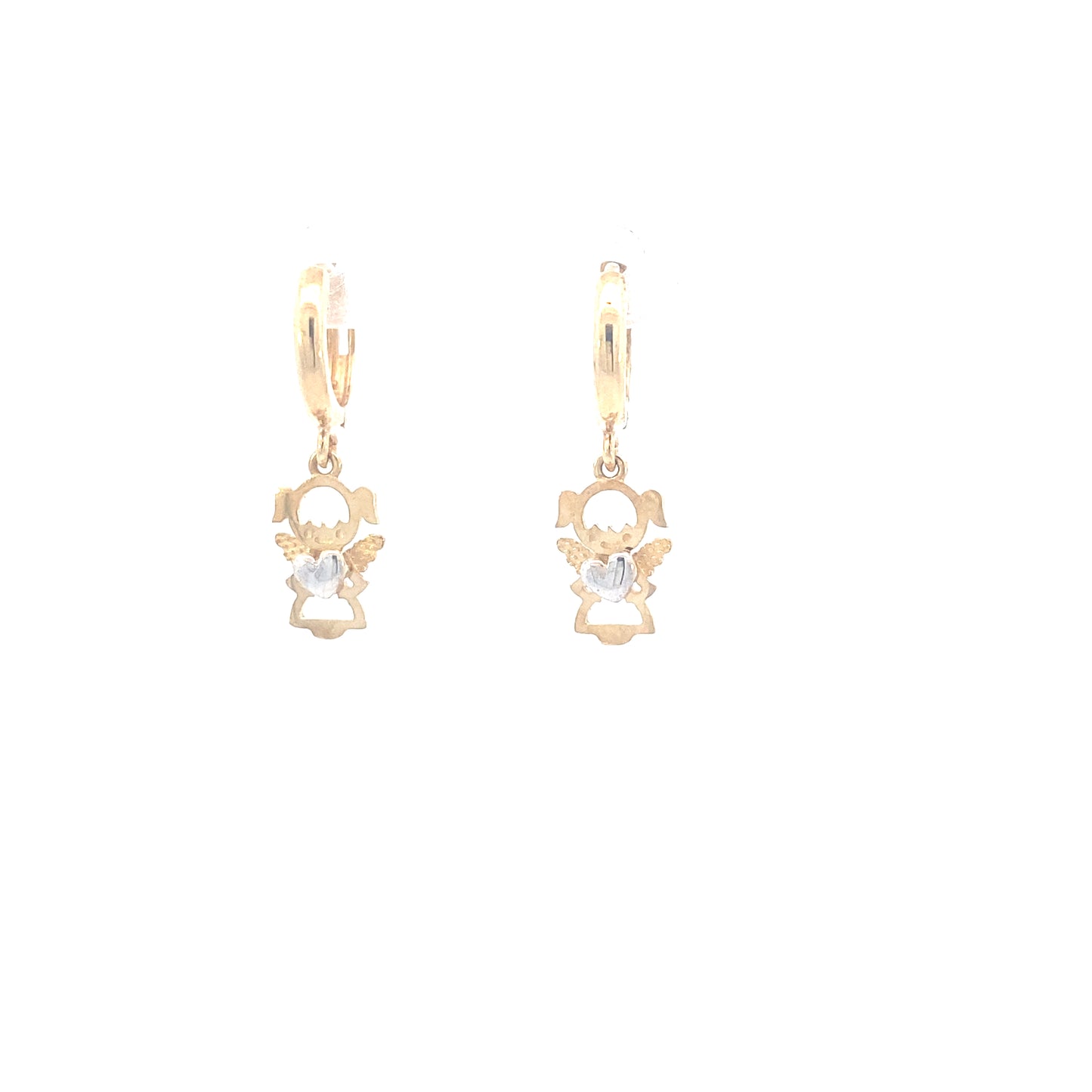 14K Baby Girl Angel Two-Tone Gold Earrings | Luby Gold Collection | Luby 