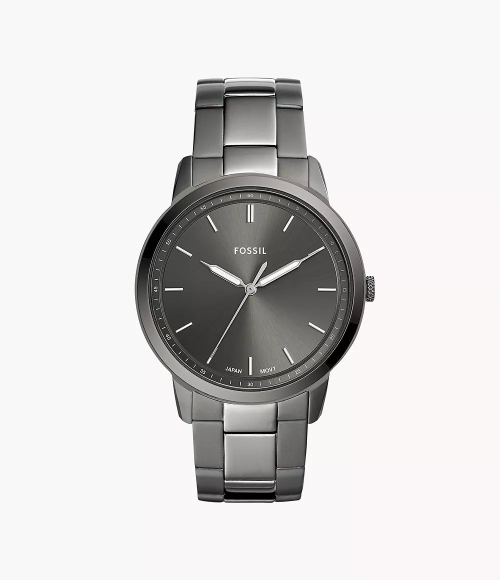 Minimalist Three-Hand Smoke Stainless Steel Watch | Fossil | Luby 