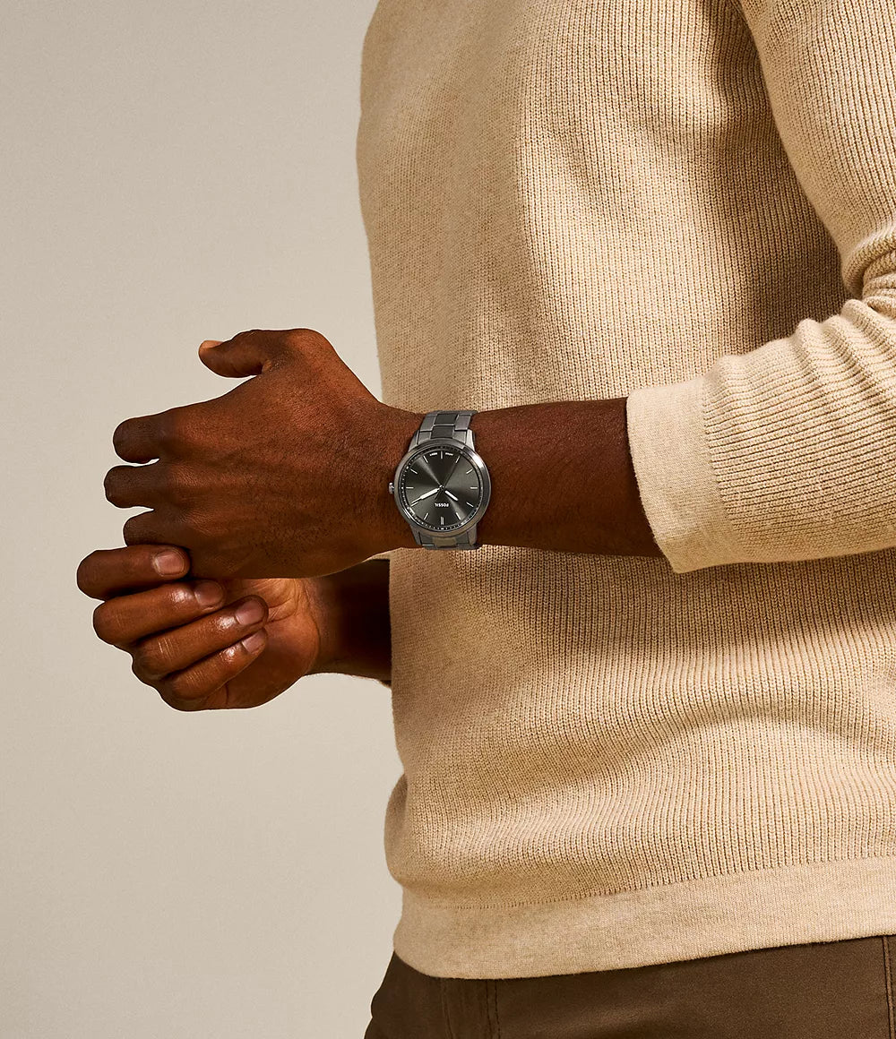 Minimalist Three-Hand Smoke Stainless Steel Watch | Fossil | Luby 