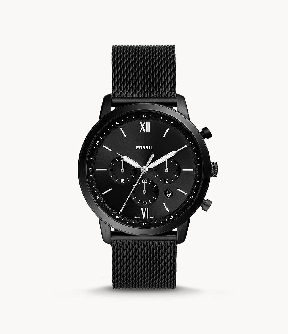 Fossil Neutra FS5707 Men Chronograph Black Dial Black Mesh Strap | Fossil | Luby 